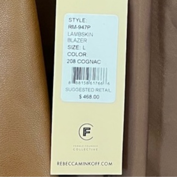Rebecca Minkoff Women’s Lambskin Blazer Cognac Brown Large NWT Lined Soft Jacket - Picture 5 of 7